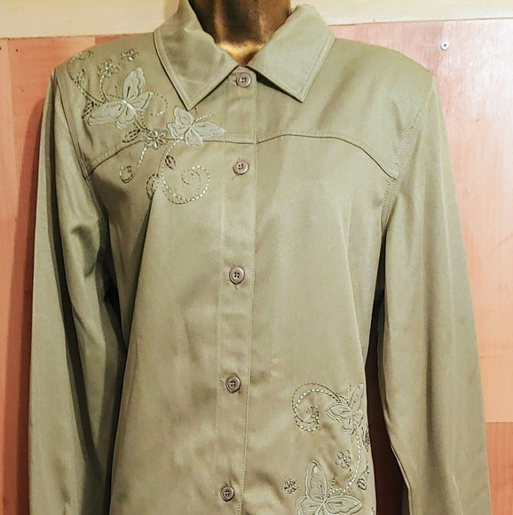 Alfred Dunner 12 Womens Two Piece Pant Suit Green - Picture 1 of 8